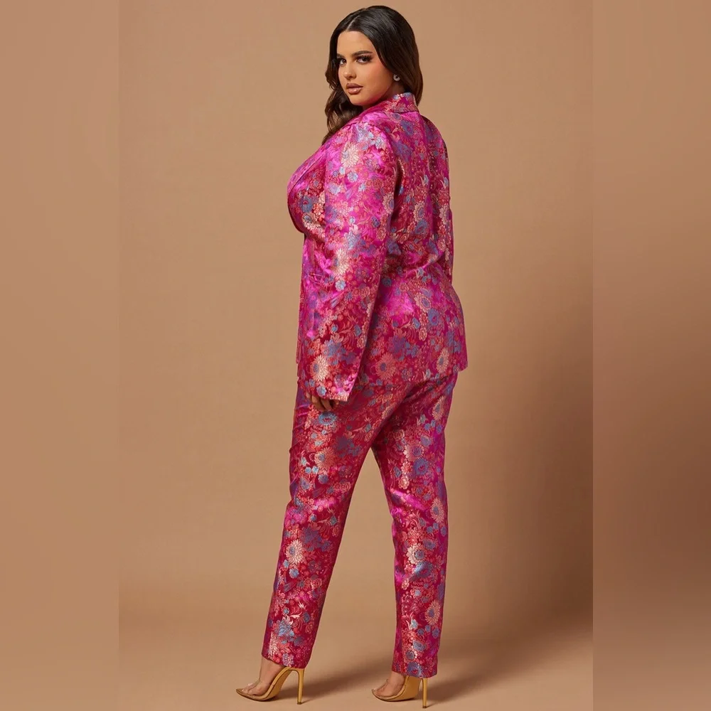 Fashion Nova Pink Metallic Brocade Pantsuit - Picture 7 of 7